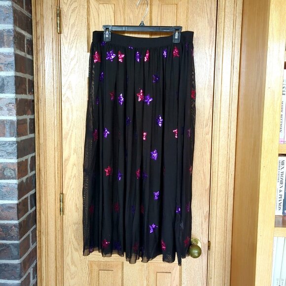 Black Milk A Star Is Born sheer midaxi skirt XL NWT red/purple sequin midi party - Picture 3 of 4
